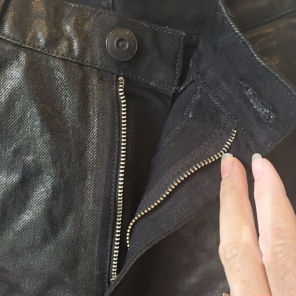 3x1 NYC Farrah Black High Rise Bell Bottom Shiny Pants - Picture 8 of 13